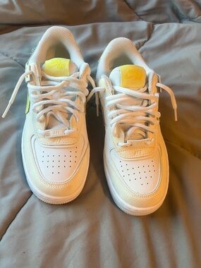 Nike women’s size 6.5 AF1 White Sneakers with Yellow Accents